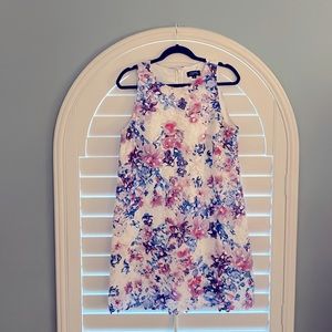 TAHARI size 12 sleeveless multicolor floral pattern dress
